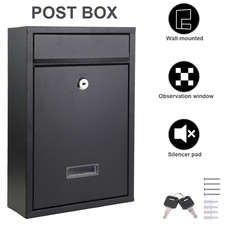 POST BOX LARGE LETTER MAIL BOX STEEL LOCKABLE OUTDOOR WALL MOUNTED WITH + 2 KEYS