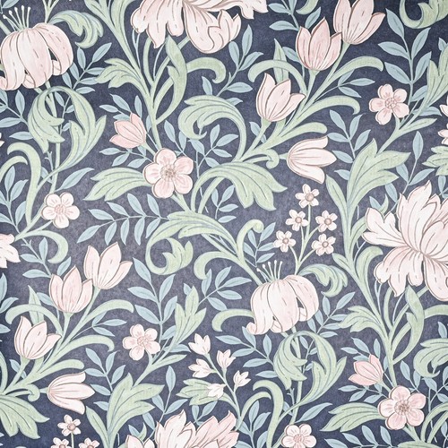 Navy blue floral wallpaper - navy,