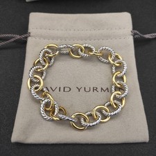 David YurmanSterling Silver & 18k Gold 18mm Oval Cable Link 7.5 Bracelet