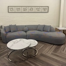 2025 SALE Pebble Boucle Sofa 3.4m Curved Shape Large Island Design 5 Seater Grey