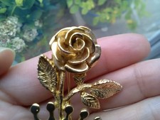 Vintage Gold Tone Rose and