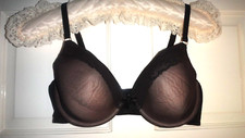 Janet Reger Black Mesh With Beige Lining Full Cup Bra Size 34D