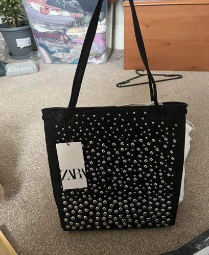 Zara studded shopper bag black - studded,