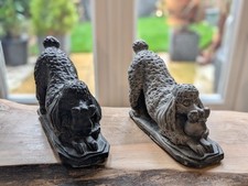 Two Vintage Poodle Stone Concrete Garden Ornament Dog Statue Sculpture