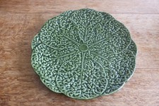 Vintage Green Majolica Cabbage Leaf Plate Ceramic Serving Plate Olfaire 31.5cm