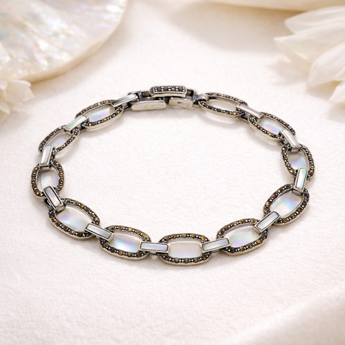 Mother pearl and marcasite - pearl,