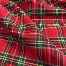 Tartan Fabric Extra Wide Fabric Red and Green Soft Furnishing PolyCotton Fabric