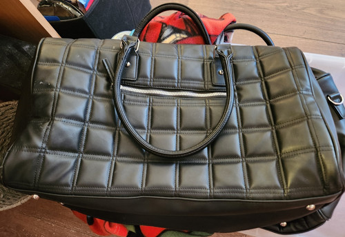 Large black patterned bag - black,
