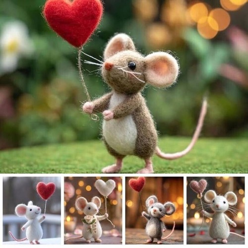 Handmade felt mice ornaments - felt,