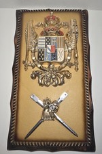 Heraldic Double Headed Eagle On Crown Holding Swords Coat Of Arms Crest Plaque