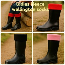 Ladies Womens Fleece Wellie