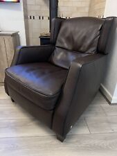 Natuzzi Amadeus Semi Analine Leather Armchair black piping. Unmarked  