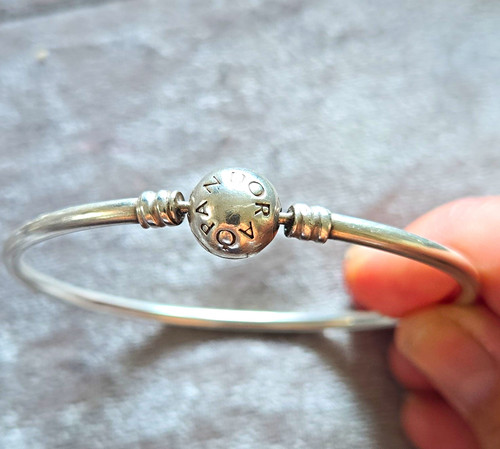 Pandora boxed silver bangle - ,