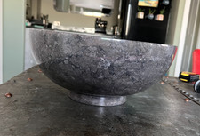 Dark Grey Pristine High-Quality Marble Washbasin - round 35cm x 15cm high