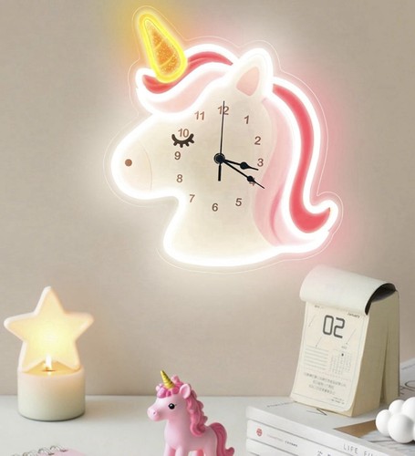 Unicorn neon wall clock - unicorn,