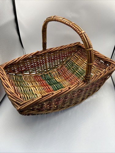 Multicolored wicker basket - multicolored,