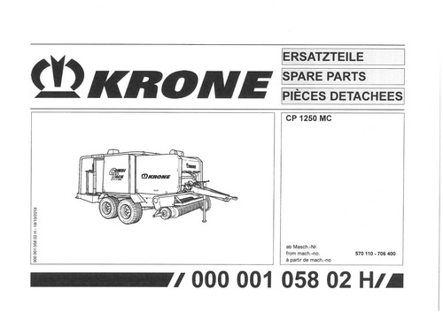 Krone round baler - krone, cp1250mc