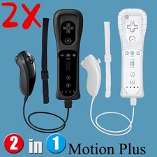 2 PACK Wii Remote Controller Nunchuck For Nintendo Wii Wii U Console Motion Plus
