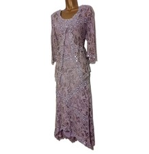 Ann Balon mother of bride outfit size M 12 14 wedding purple lace dress Italy 
