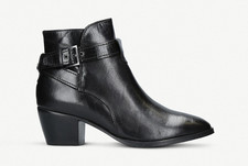 New Nine West Black Leather Mid Heel Western Ankle Boots Size 7 41 Comfortable 