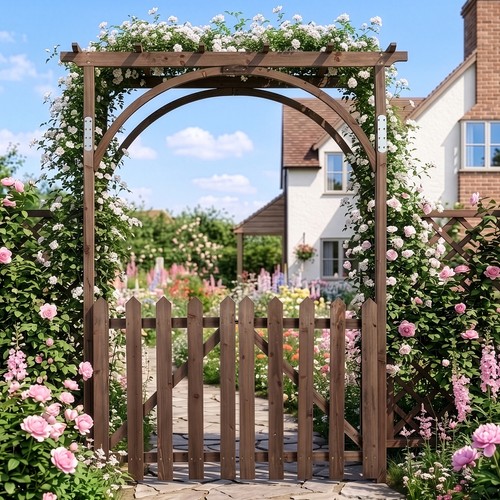 7ft wooden garden arbor - garden, arch