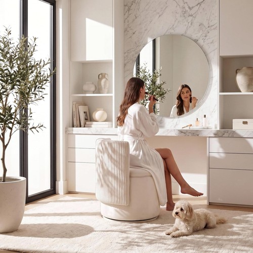 360 swivel velvet vanity - velvet,