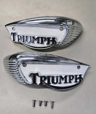 TRIUMPH TANK BADGES 1966-68 T100 T120 T140 T150 WITH SCREWS 82-6887 82-6888