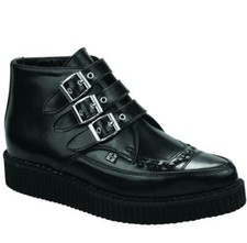 T.U.K. A8503 Womens Black Creepers Chelsea Buckle Up Ankle Boots Shoes