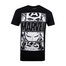 The Avengers Marvel T-Shirt Men's Hero Eyes Light Black Top  - New