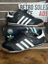 Adidas Originals ® Rom Black White Leather UK Size 8 1998 Vintage