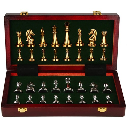 Vintage metal chess set - vintage,