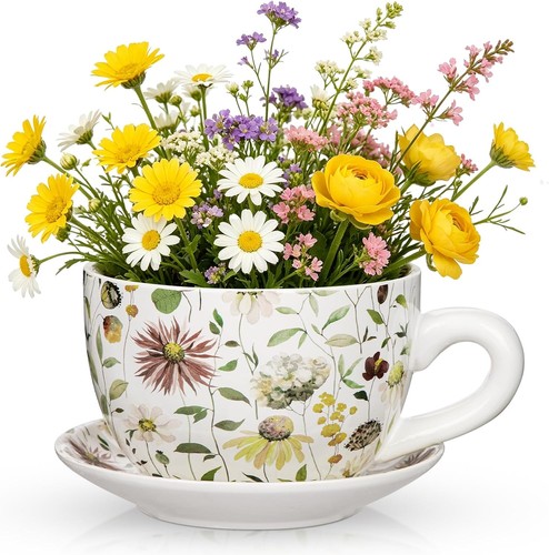 Ceramic plant pot with - with, saucer