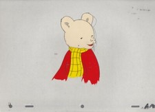 RUPERT THE BEAR Cartoon Animation 12.5x10.5" Cel A-17 in Red Sweater & Scarf