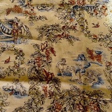 Vintage Toile De Jouer Fabric Soft Orange & Blue Design, 88 cm X 124cm