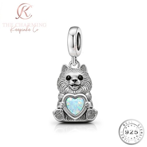 Pomeranian dog charm silver - pomeranian,