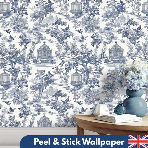 Blue toile wallpaper - toile, self