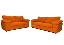 ORIGINAL AMALFI FULL BACK JUMBO CORD 3 + 2 SOFA ORANGE / FOOTSOOL / SWIVEL CHAIR