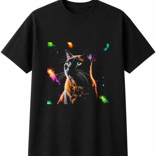 Neon burmese cat glowing - cat,