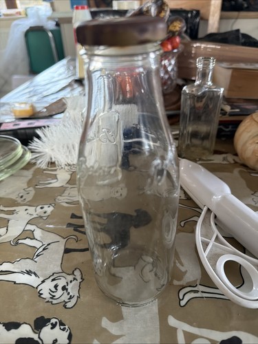 Vintage milk bottle with lid - vintage,