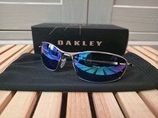 NEW Oakley WHISKER Satin Chrome PRIZM POLARIZED Sapphire Sunglass 4141-04