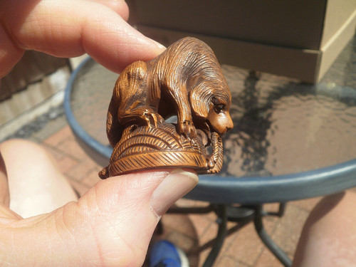 Hand carved wood netsuke - hand,