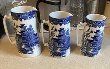 Burleigh Ware Willow Jugs x3