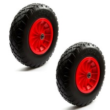 2 x PU 16'' 4.80-8 4.00-8 Tyre 8'' Wheel Puncture Proof & Solid Wheelbarrow Cart
