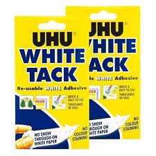 UHU White Tack PACK OF 2 , 33% Extra Free, Reusable White Adhesive Sticky Tac