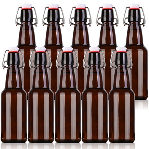 Amber beer bottles with flip - beer,
