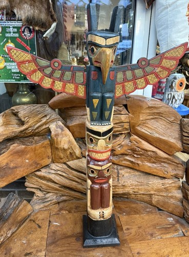 Wooden statue tribal eagle - statue,