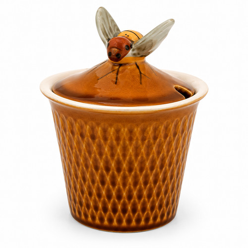 Vintage ceramic honey pot with - honey,