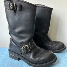 SENDRA Ladies VINTAGE Leather Black Cowboy Boots Size Uk 4.5