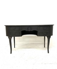 Vintage French Rustic Black Provincial Louis Dressing Table / Dresser Desk