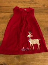 Jojo Maman Bebe Red Sleeveless Reindeer Dress 3-4 Years 